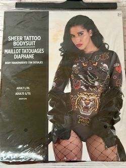Sheer Tattoo Tiger Body Suit