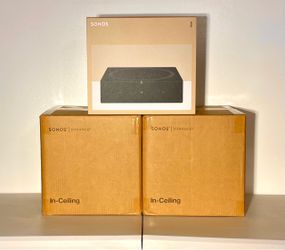 Sonos In Ceiling set with Sonos Amplifier PLUS an additional pair of speakers.  Sealed. Includes-Warranty.