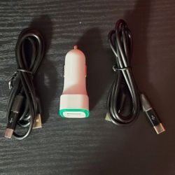 Micro Usb Type C Cables With Dual Led Car Charger