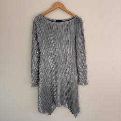 Size S Silver Long Sleeve Asymmetrical Dress