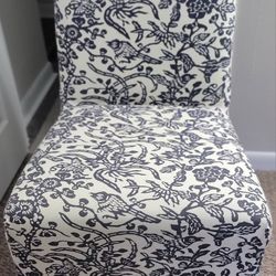 Vintage Chair Fabric - Black print on White Fabric 