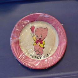 1959 vintage Porky Pig paper plates 4 total 9 1/4 inches diameter