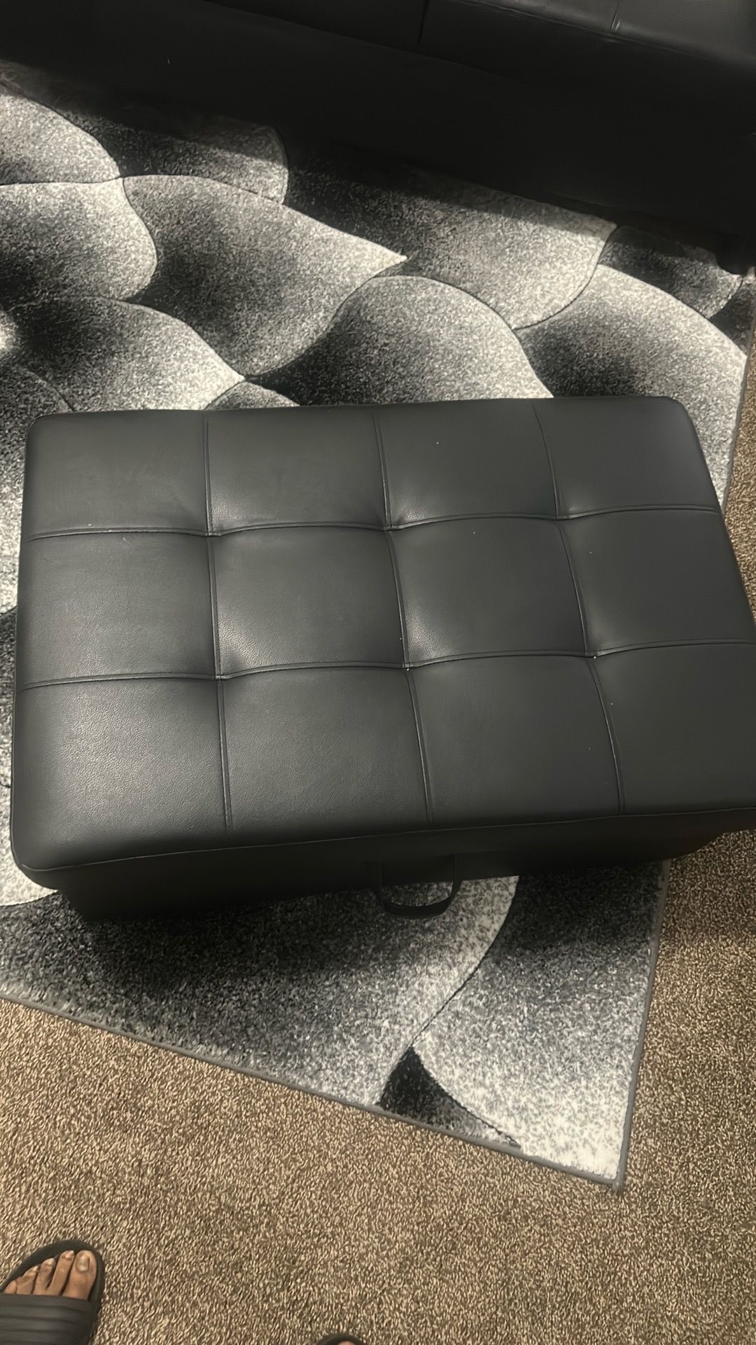 Couch, ottoman, rug