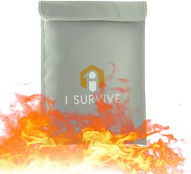 Fireproof/Water Resistant Dual-Layer Document Bag Large 15”x 11” to Protect Documents, Money, and Jewelry, Zipper and Velcro Closure/with 2 Free DESIC