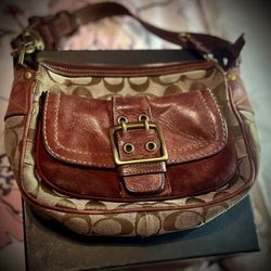Vintage Coach Legacy Brown Leather Canvas Bag
