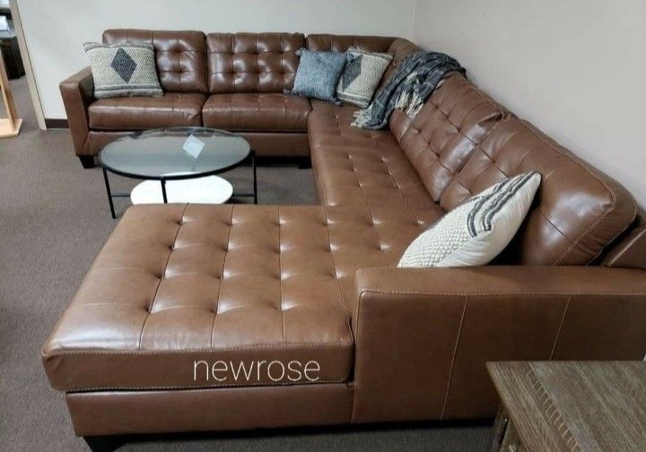 Real Leather U Shaped Sectional Financing Available By ASHLEY 🚚