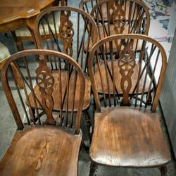 Vintage English Wheel back Chairs Late 1890's 