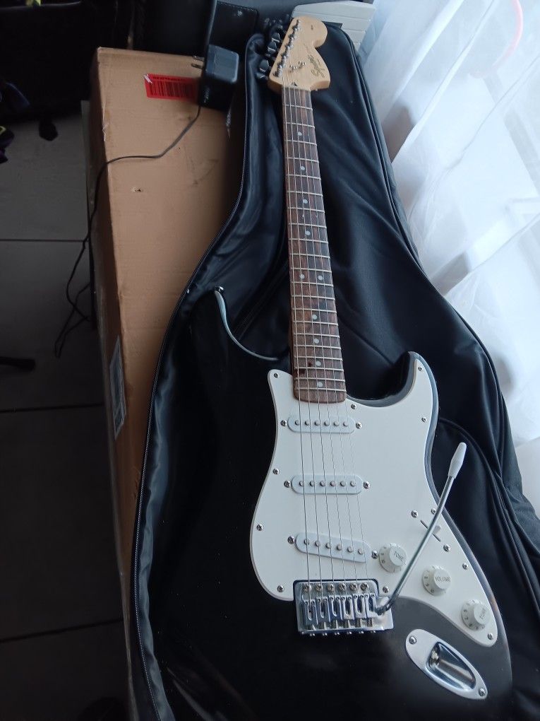 New In Bag, Fender Squire Strat, With New Chord And Strings, Tuner, Pick