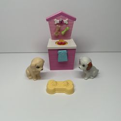 Barbie Club Chelsea Puppy Food Treat Stand Lot w/ Puppies Bones Treats Food Bowl