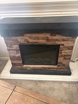Electric Fireplace with Stone Mantel