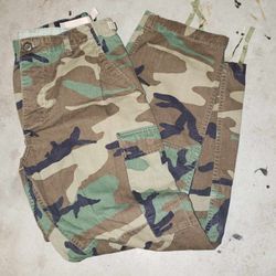 NEW VINTAGE UNITED STATES OF AMERICA USA MILITARY ARMY WEATHER FIELD PANT UNIFORM BOTTOM WOODLAND CAMOUFLAGE CAMO GEAR MEDIUM SHORT