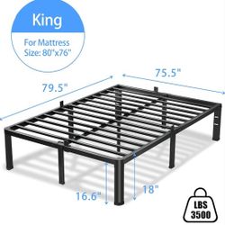 King Metal Platform Bedframe
