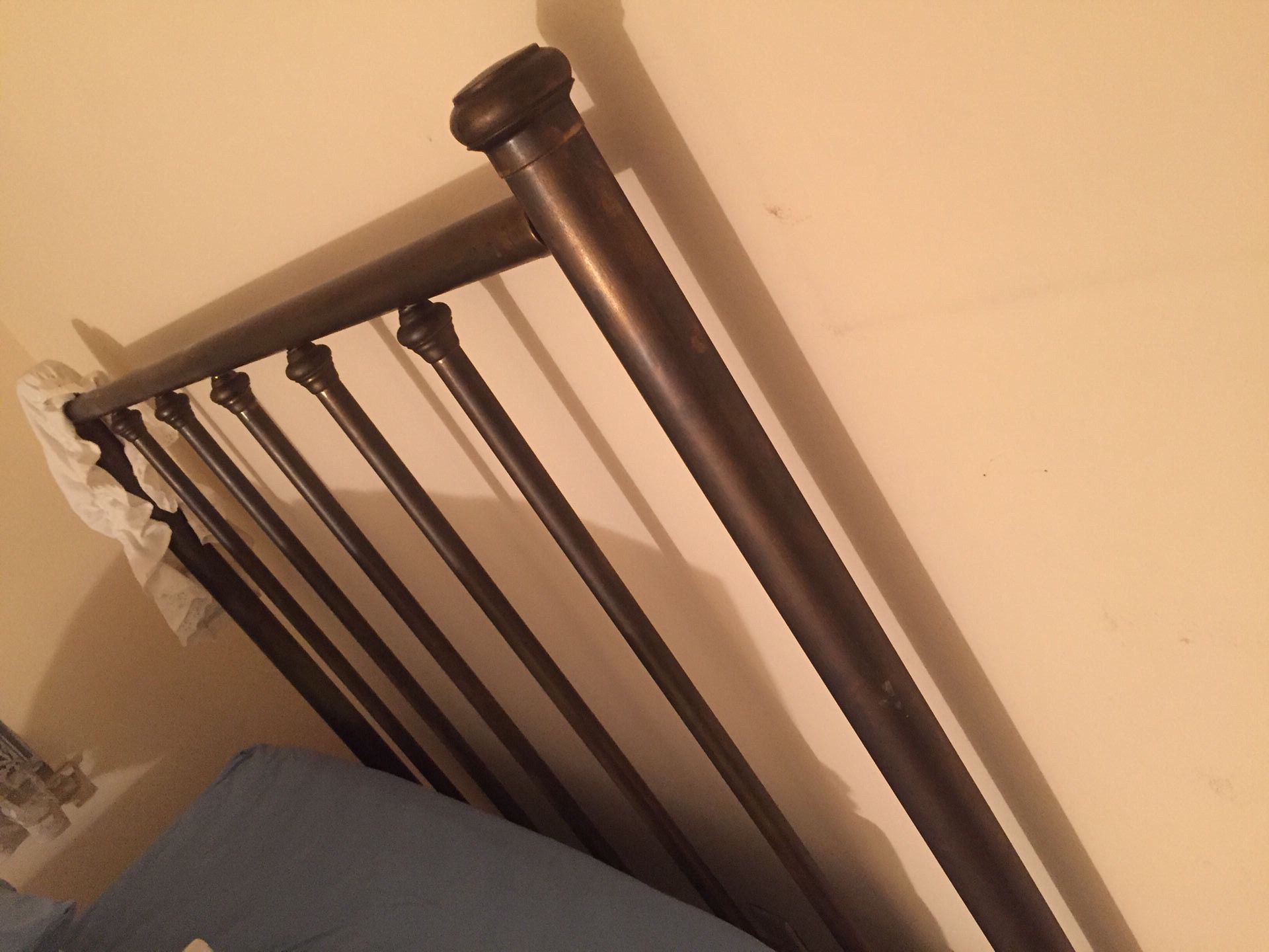 Vintage Antique Brass Bed With Original Frame And Rails French Country J&M, Full / Double Sturdy