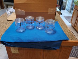 4 Vintage Ball Ideal Pint Jars With Glass Lids & Bails