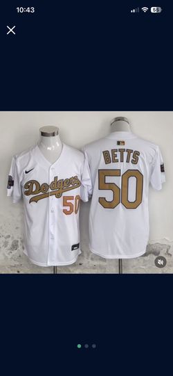 Los Angeles Dodgers Betts #50 White And Gold Jersey Sale 2024