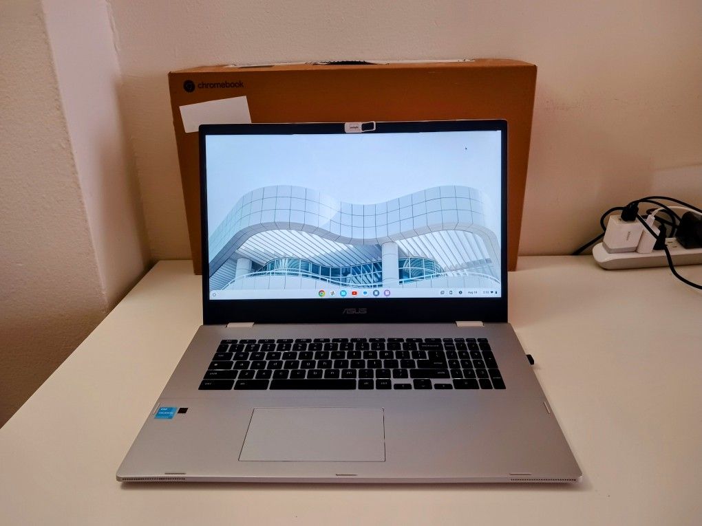 Asus Chromebook 17.3 inches like New.
Battery lasts hours.
No more viruses and spyware.
Turn on and off in seconds.
Only 150 dollars.
And I gift a N