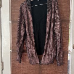 Medium Women Jacket Black And Pink Woven Material 