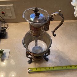 Carafe Silver And Glass Coffee Server Vintage