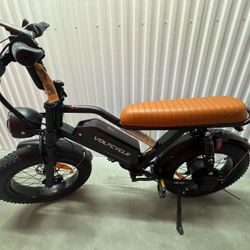 Electric Bike for Adults, 48V 18.2AH Electric Motorcycle, Long Seat Electric Bicycle Full Suspension 20" Fat Tire Ebike Max 28MPH& 30-60 Miles All Ter