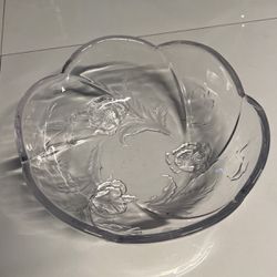 Glass Floral Serving Bowl 