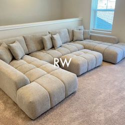 Oversized Lounge Style U-Shape Modular Double Chaise Sectional Sofa Couch with Ottoman