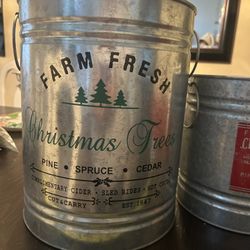 galvanized metal decorative bucket. 