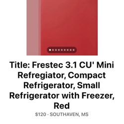 Frestec 3.1 CU' Mini Refregiator, Compact Refrigerator, Small Refrigerator with Freezer, Red