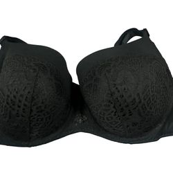 Women’s Auden Plus Sized Bra 44DDD Underwire Support Balconette Black Lace Full Figure