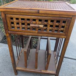 Vintage bamboo and rattan side table
