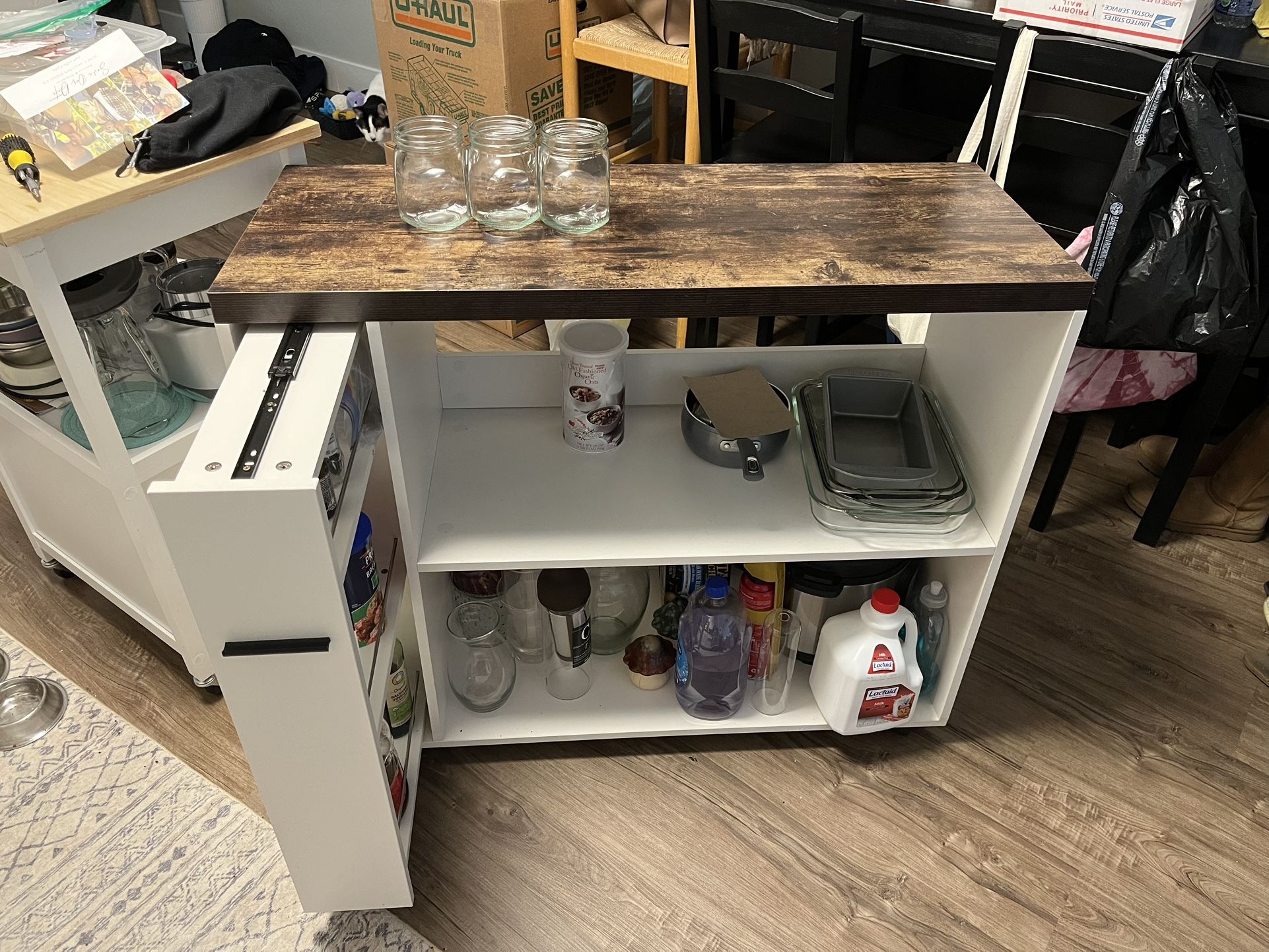 Kitchen Island With Retractable Cabinet