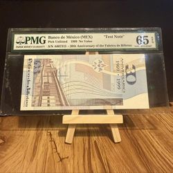 Unique 1999 Banco De Mexico Collectible “Test Note” - 65 PMG Rated