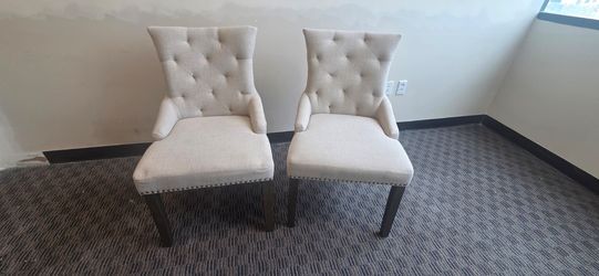 Upholstered Accent Chairs with Nailhead Trim Solid Wood Legs