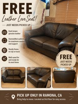 Brown loveseat size faux leather couch