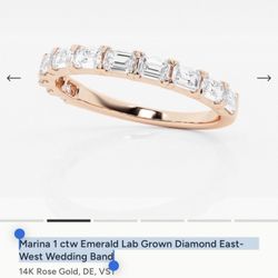 Marina 1 ctw Emerald Lab Grown Diamond East-West Wedding Band 