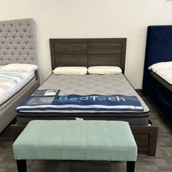 Queen Espresso Wooden Platform Bed Frame - No Box Spring Required