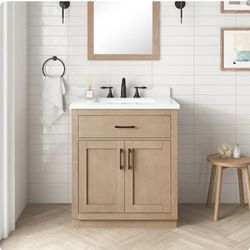 Bailey 30" Free Standing Single Basin Vanity Set with Cabinet and Quartz Vanity Top