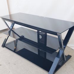TV Stand With Smoked Glass Shelves 