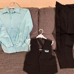 Boys Party Attire Size 10 Black & Teal