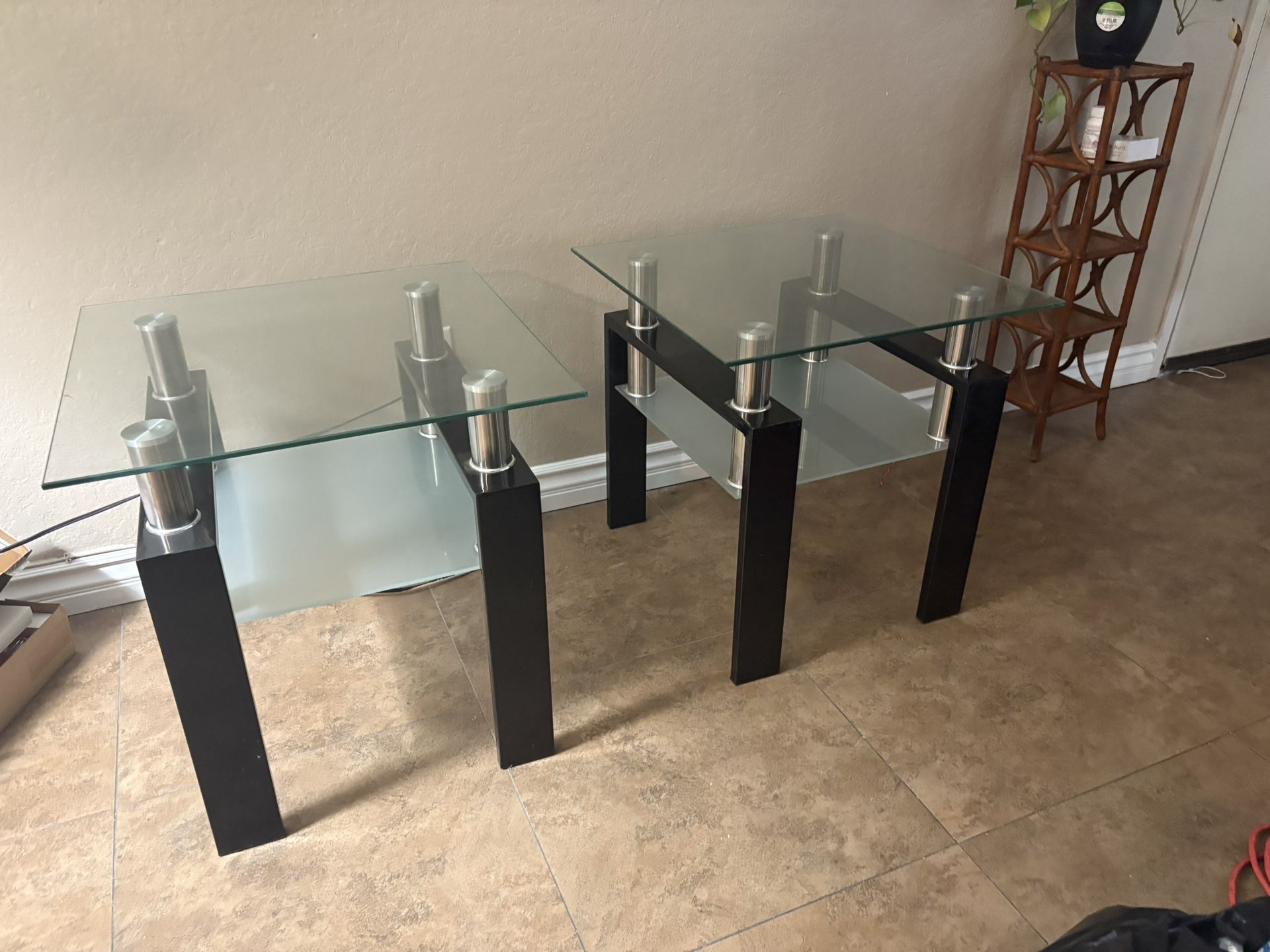 Modern Glass End Tables Like New Both OBO