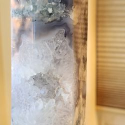 2.2 Lb (980g) Shiny Druzy Moss Agate Tower Quartz Crystal 