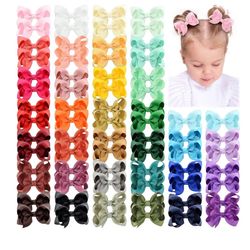 80 Pk Hair Bows for Girls 3 Inch Grosgrain Ribbon