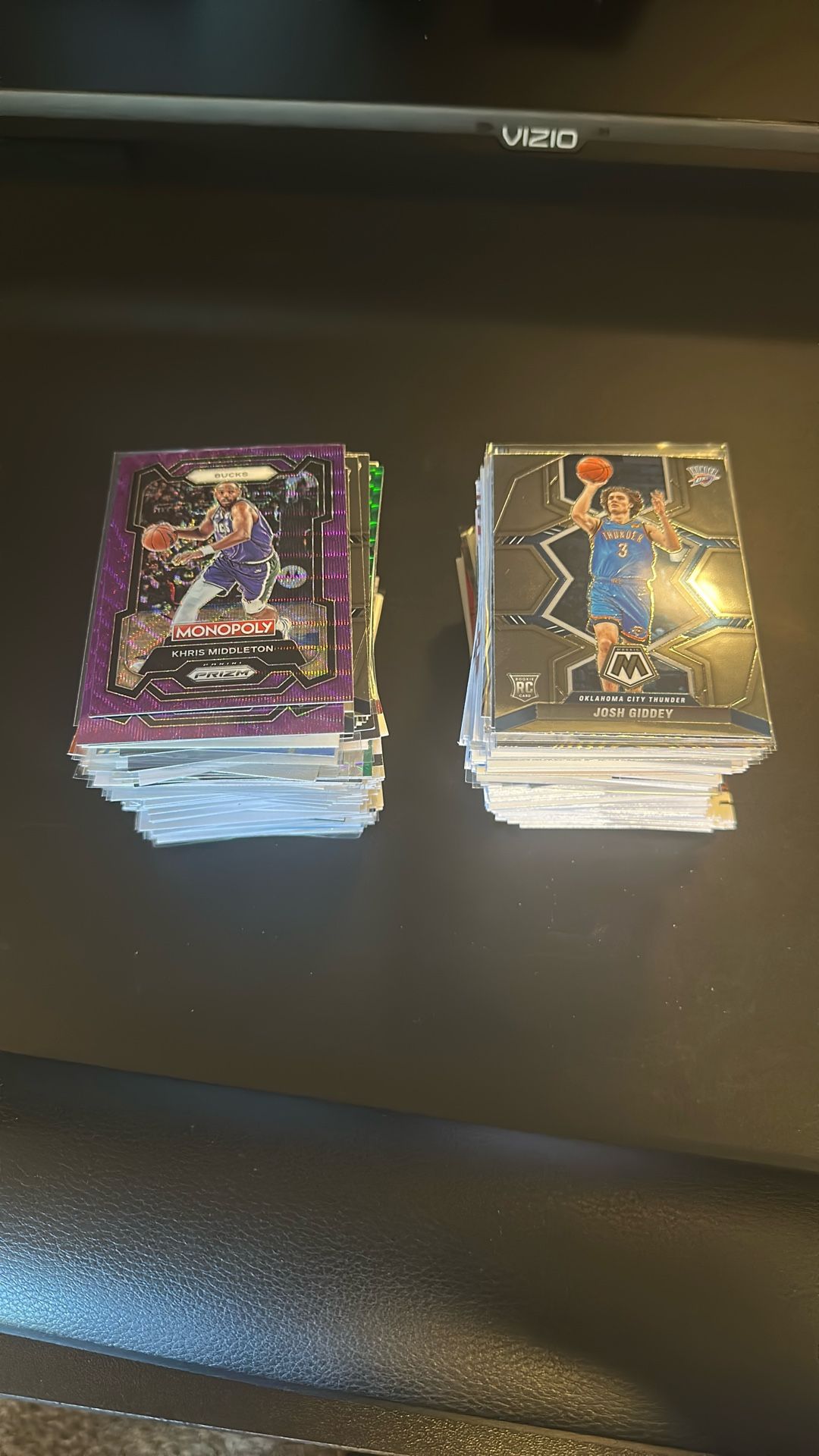 Stack of Basketball and Football Cards