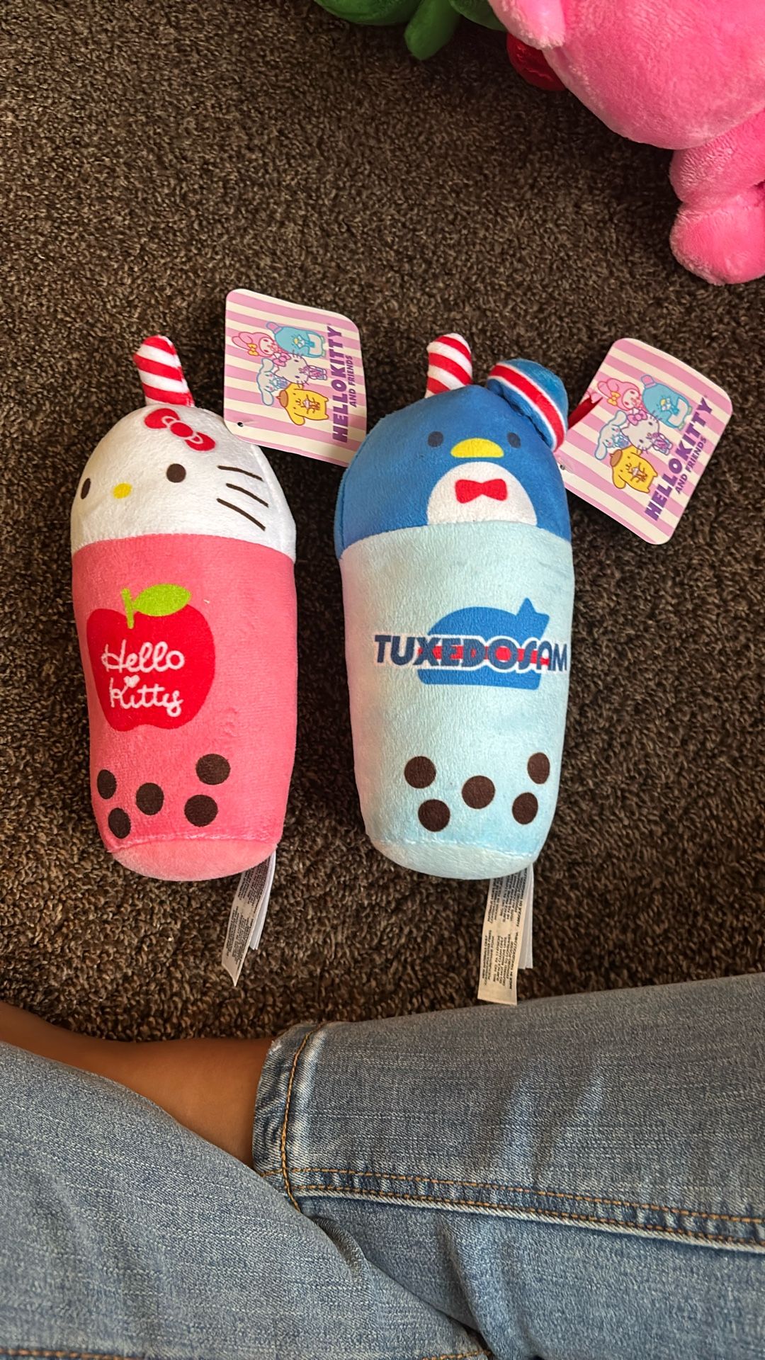 Pink Hello Kitty And Blue Tuxedo Sam Plushie