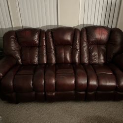 Lazy Boy,  Leather Electric Couch/Recliner & Matching Leather Manual Love Seat