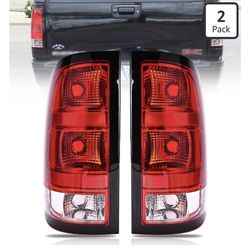 Tail Lights for 2007-2013 GMC Sierra, GMC Sierra 1HD 3500HD, Driver & Passenger Side Taillights, Sierra Brake Rear Lamp, Red, Black Edge, 1 Pa