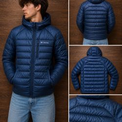 Columbia Omni-Heat Puffer Jacket Blue Size M 