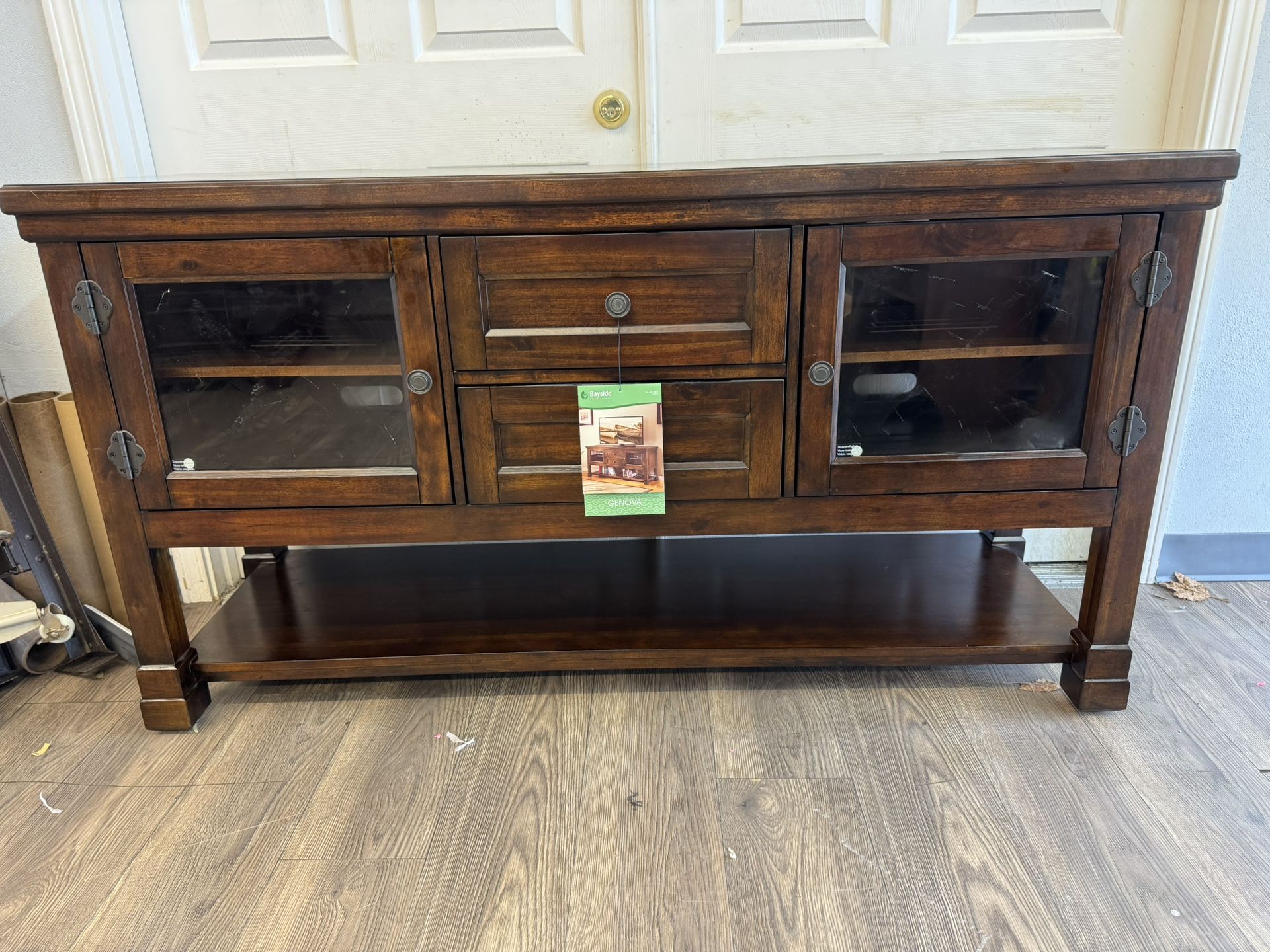 ⭐ Bayside Solid Wood Console w/ Glass or Solid Panels + Wine Rack Drawers ⭐