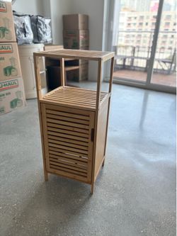 Bamboo Bathroom Cabinet with Open Shelf