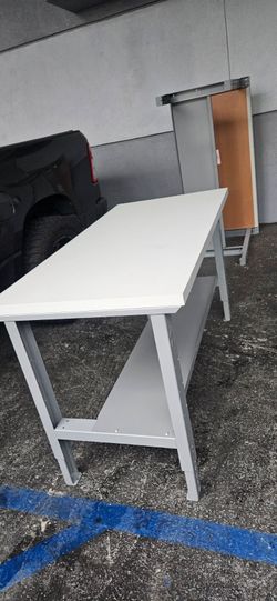 2  Metal table and wood top 