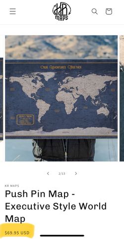 Push Pin Map - Executive Style World Map